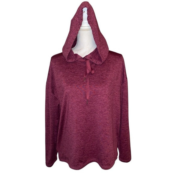 Legend Tops - LEGEND Lightweight Hooded Sweatshirt Cranberry Wine Burgundy Size Large